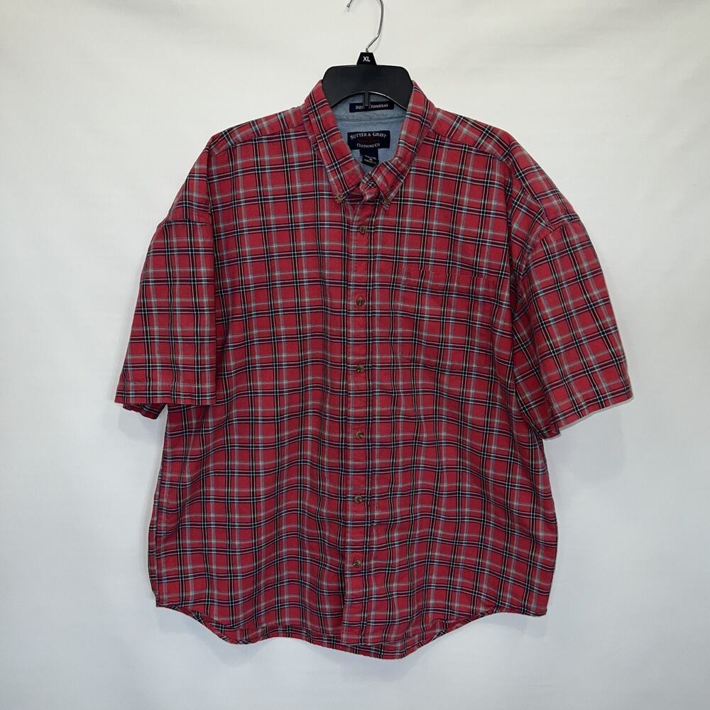 Sutter & Grant Button Up Adult XL Multicolor Mens Short Sleeve 100% Cotton Shirt